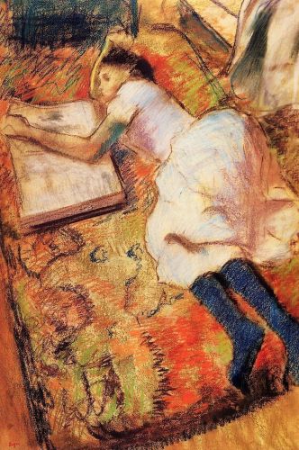 Young Girl Reading on the Floor