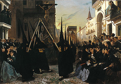 A Religious Confraternity Processing along the Calle Genova, Seville, 1851