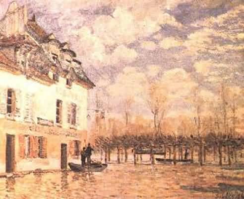 Alfred Sisley Barge During the Floods at Port Marly Oil Painting