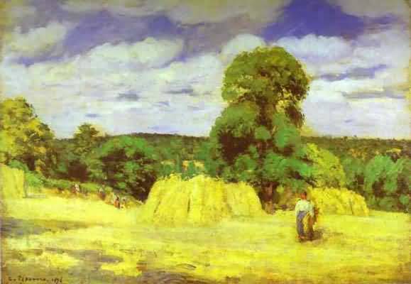 Camille Pissarro Harvest at Montgoucault Oil Painting