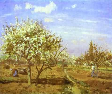 Camille Pissarro Orchard in Blossom Louveciennes Oil Painting