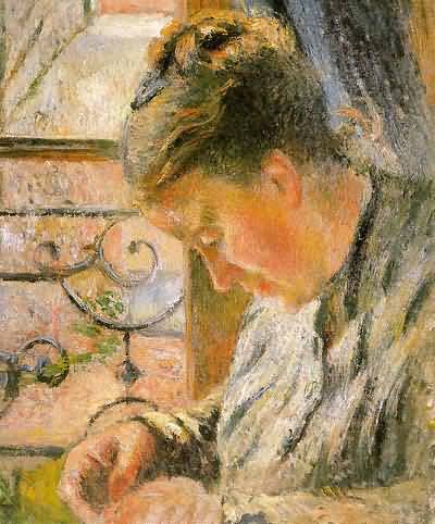 Camille Pissarro Portrait of Madame Pissarro Sewing near a Window Oil Painting