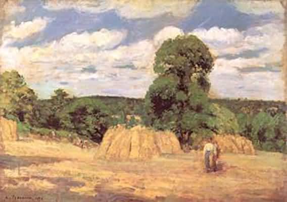 Camille Pissarro The Harvest at Montfoucault Oil Painting