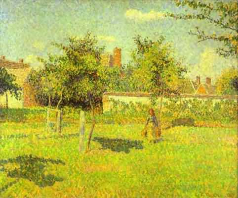 Camille Pissarro Woman in an Orchard Spring Sunshine in a Field Eragny Oil Painting