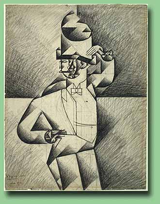 Juan Gris Man in the Cafe Oil Painting
