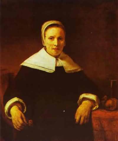 Rembrandt van Rijn A Woman Holding a Pink Oil Painting