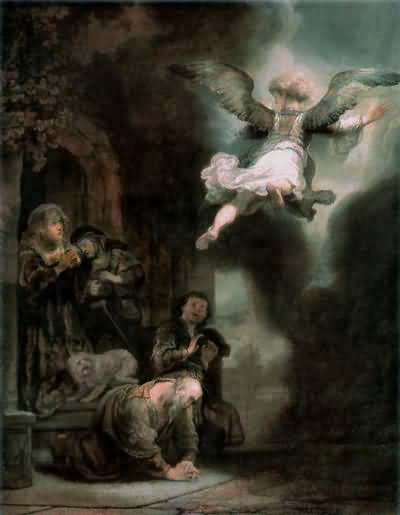 Rembrandt van Rijn The Archangel Leaving The Family of Tobias Oil Painting