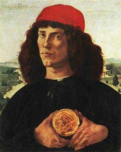 Sandro Botticelli Portait of a Man with the Medal of Cosimo the Elde Oil Painting
