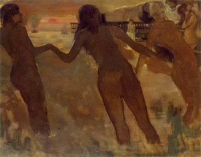 Peasant Girls Bathing in the Sea at Dusk