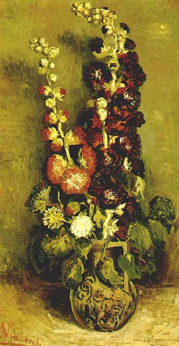 Vase with Hollyhocks,Paris: August September, 1886