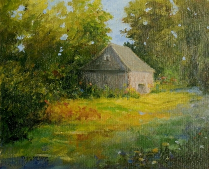 Contemporary Impressionist Landscape with Farm Shed