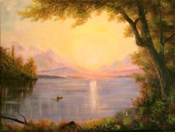 Happiness in the Adirondacks ~ 8/5/08 A Painting a Day Luminous Hudson River School Landscapes by