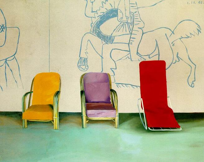 Three Chairs With Picasso Mural