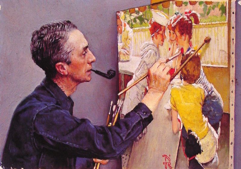 Norman Rockwell Painting the Soda Jerk