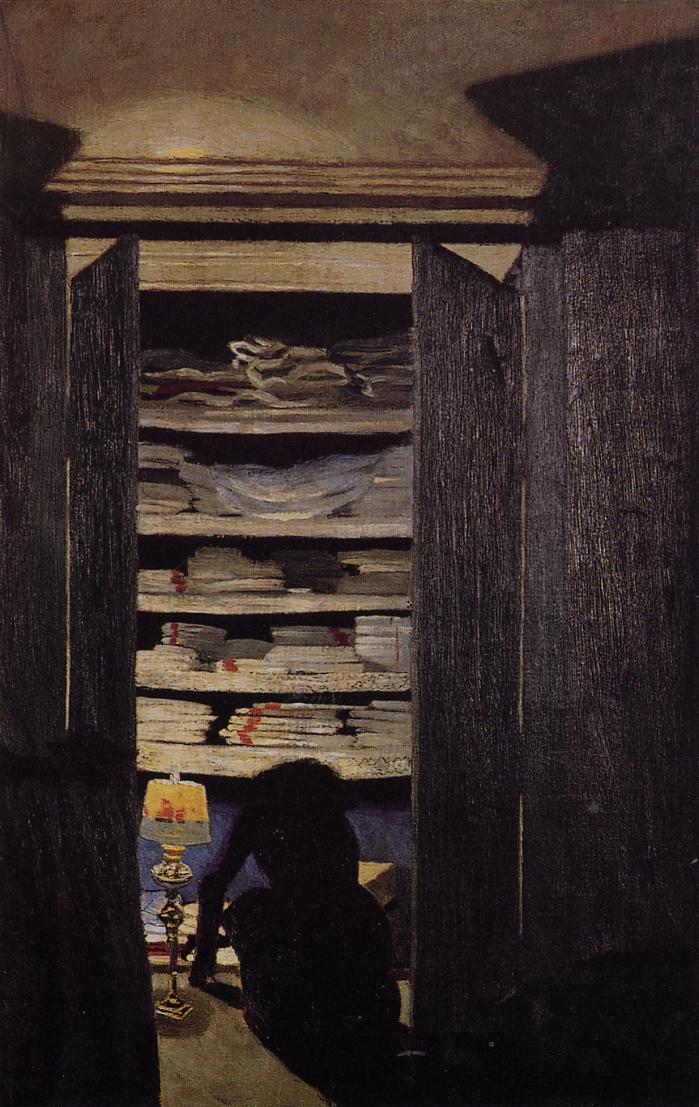 Woman Searching Through a Cupboard