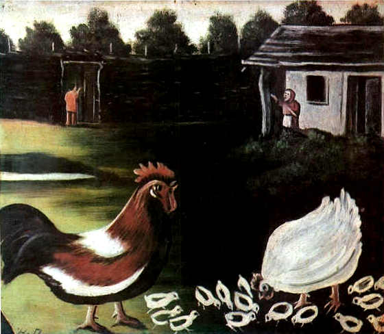 A Cock, A Hen, And Chicks