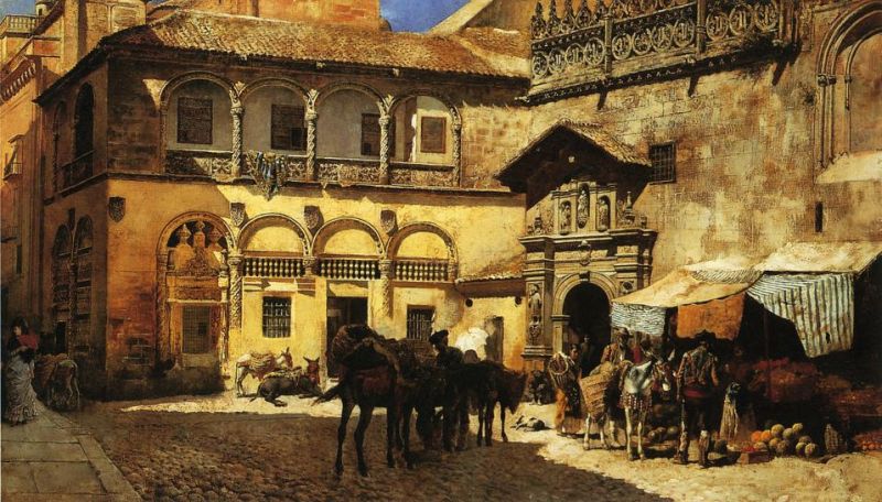 Market Square in Front of the Sacristy and Doorway of the Cathedral, Granada