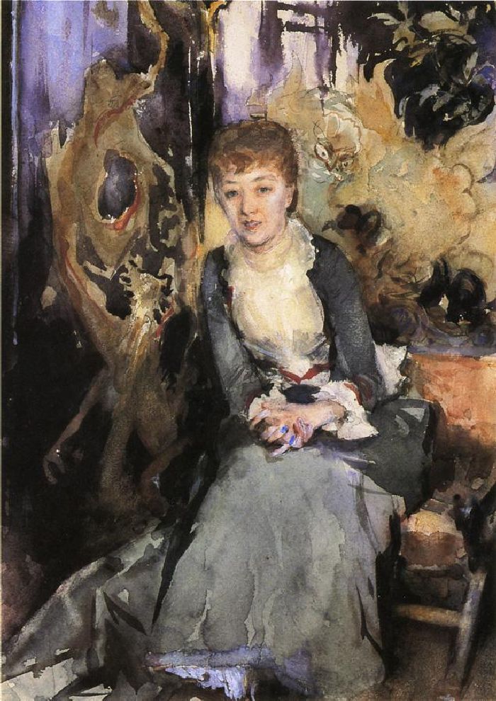 Miss Reubell Seated in Front of a Screen