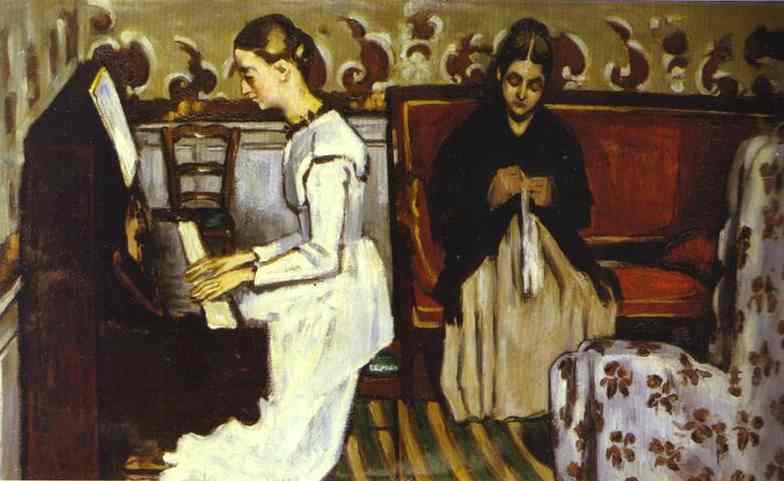 Girl at the Piano, Portrait of the Artist&#39;s Sister and Mother