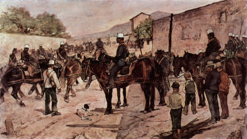 Mounted Artillery Corps in a Village