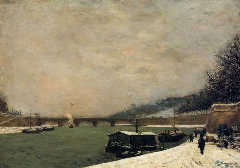 The Seine, Pont d&#39;Iena, Snowing