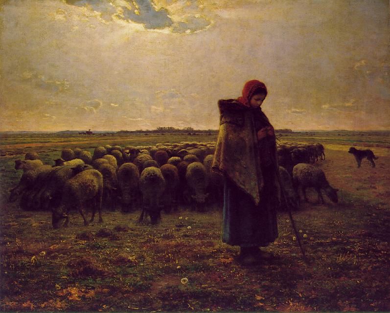 Shepherdess With Her Flock