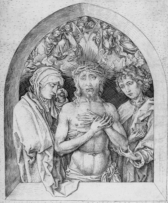 The Man of Sorrows with the Virgin Mary and Saint John the Evangelist