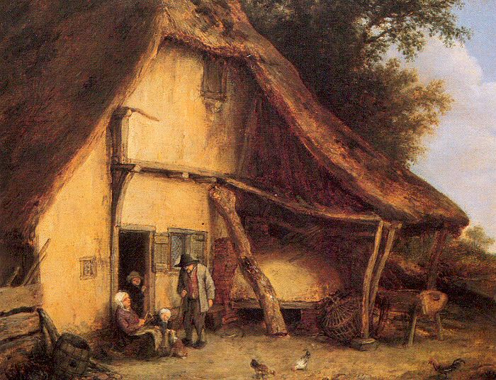 A Peasant Family Outside A Cottage