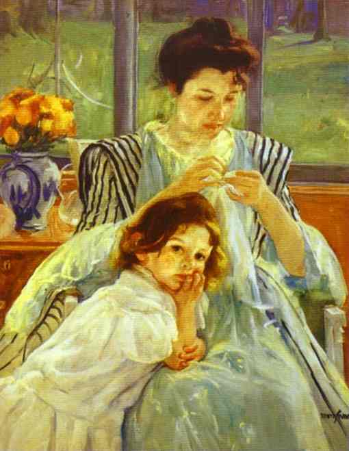 Young Mother Sewing