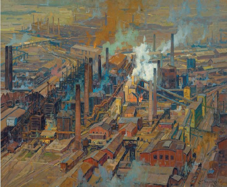 Bird&#39;s Eye View of Large Steel Mills