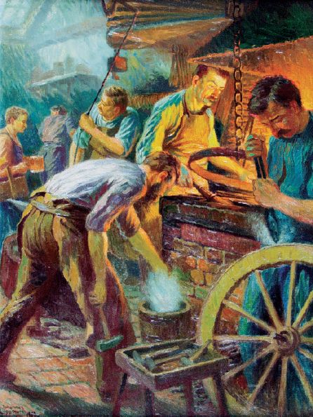 Six Workers in a Wheelwright&#39;s Forge