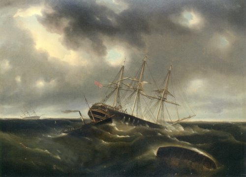 The Merchant Ship Lockwoods Caught In A Gale Off Liverpool