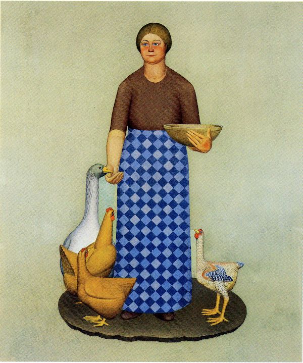 Farmer&#39;s Wife With Chickens