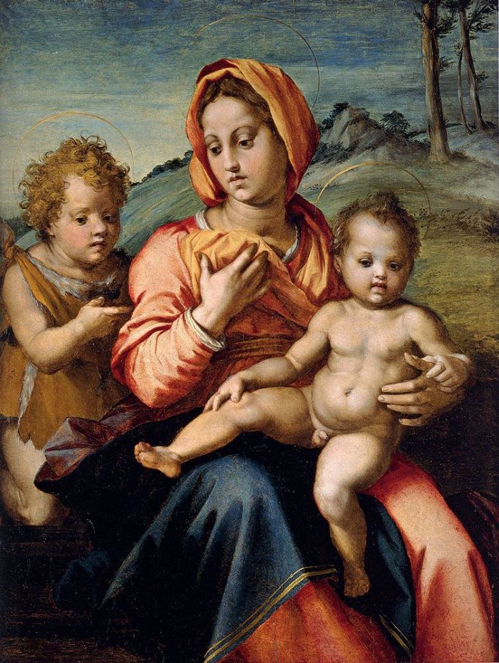 Madonna And Child With The Infant Saint John In A Landscape