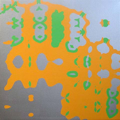 Composition In Silver, Orange And Green