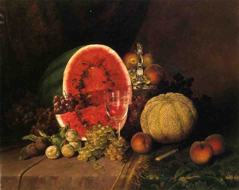 Still Life with Watermelon, Grapes, Peaches, Plums and Cantaloupe