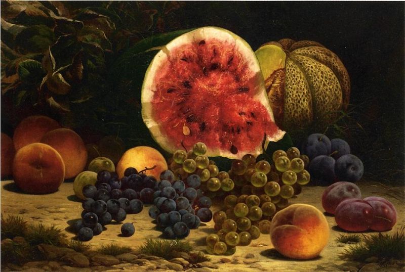Still Life with Watermelon, Grapes, Peaches, and Plums