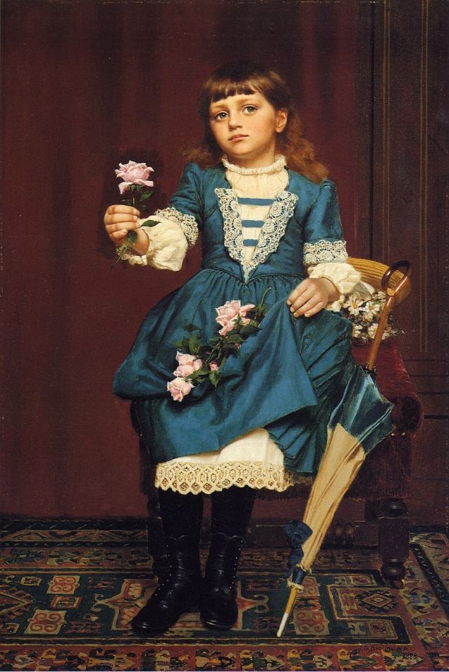 Daisy McComb Holding a Pink Rose