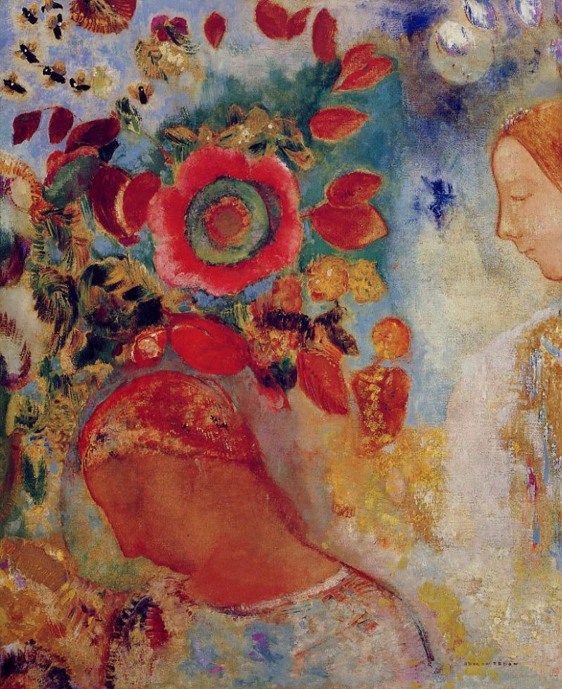 Two Young Girls among Flowers