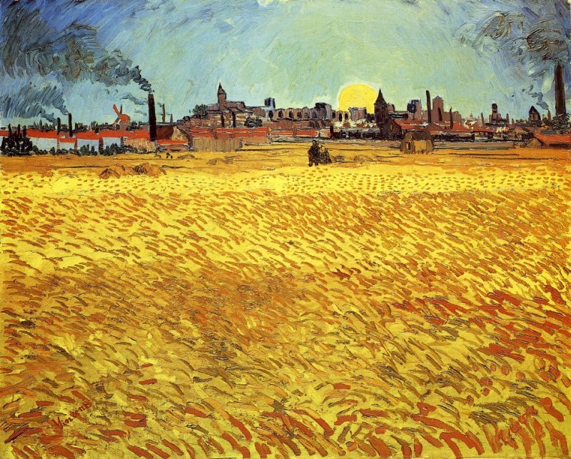 Summer Evening, Wheat Field with Setting Sun