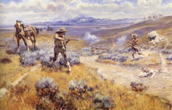 Charles M Russell Buffalo Bills Duel with Yellohand 1917