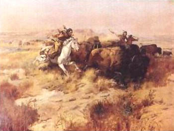 Charles M Russell Indian Buffalo Hunt