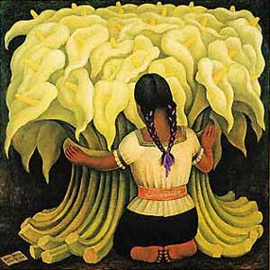 Diego Rivera Girl with Lilies