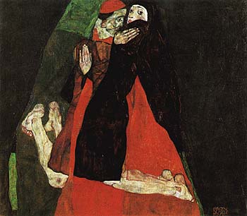 Egon Scheile Cardinal and Nun (Caress) 1912