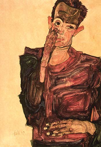 Egon Scheile Self-Portrait with Hand to Cheek 1910