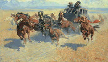 Frederic Remington Downing the Nigh Leader