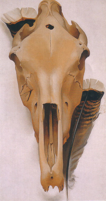 Georgia OKeeffe Mule Skull with Turkey Feathers 1936