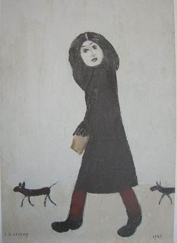 L-S-Lowry Lady with a Dog and Half 1963