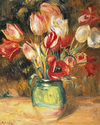 Pierre Auguste Renoir Vase of Tulips