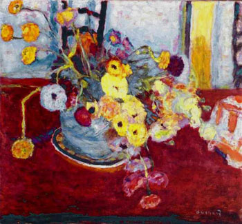 Pierre Bonnard Flowers on a Red Carpet 1928